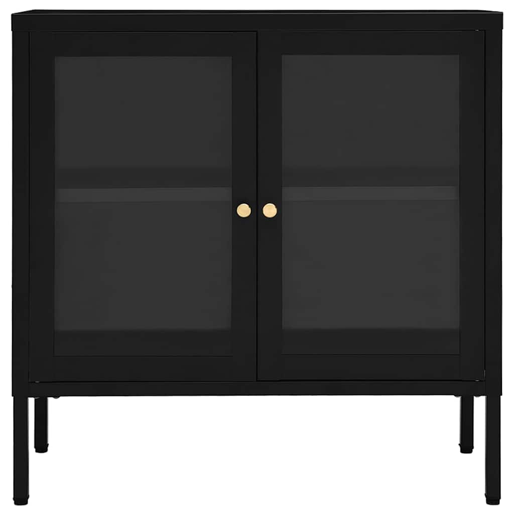 Sideboard Schwarz 70x35x70 cm Stahl und Glas