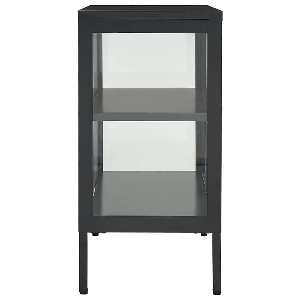 Sideboard Anthrazit 70x35x70 cm Stahl und Glas