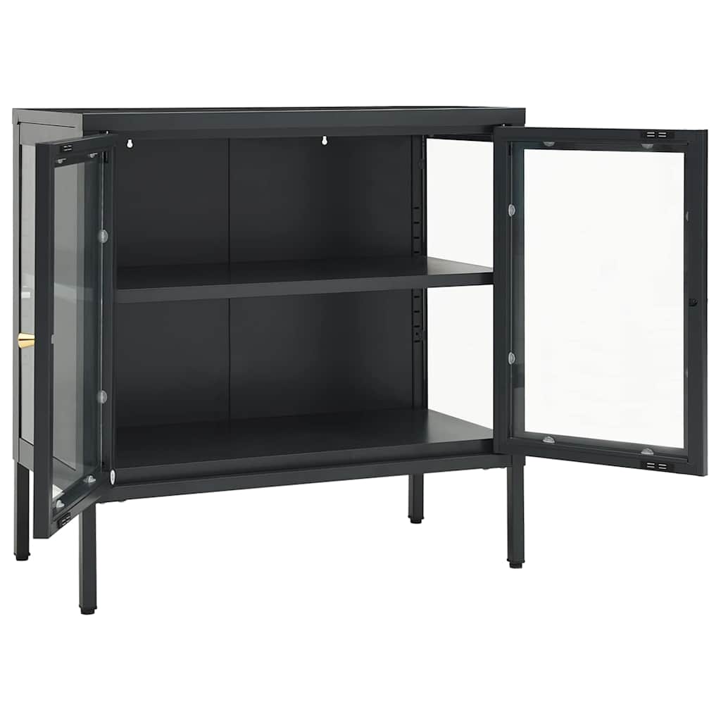 Sideboard Anthrazit 70x35x70 cm Stahl und Glas