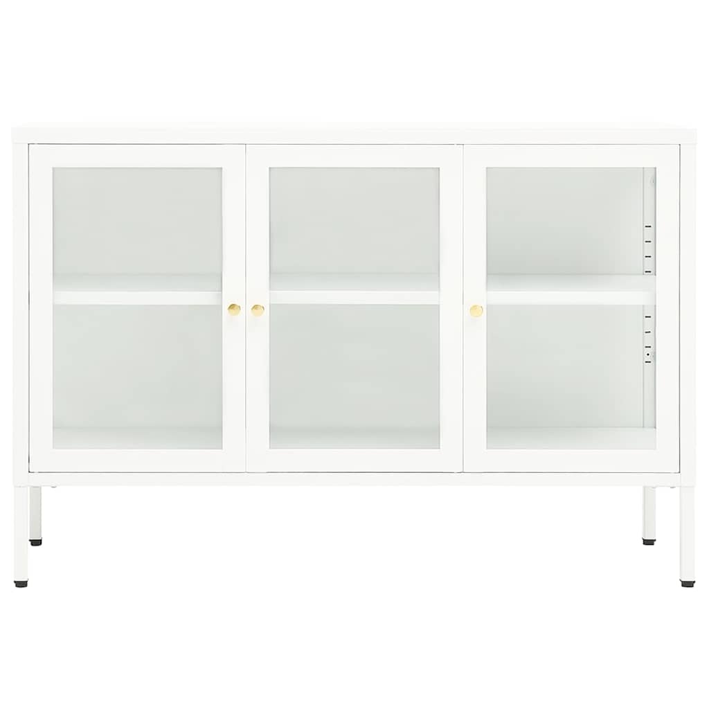 Sideboard Weiß 105x35x70 cm Stahl und Glas