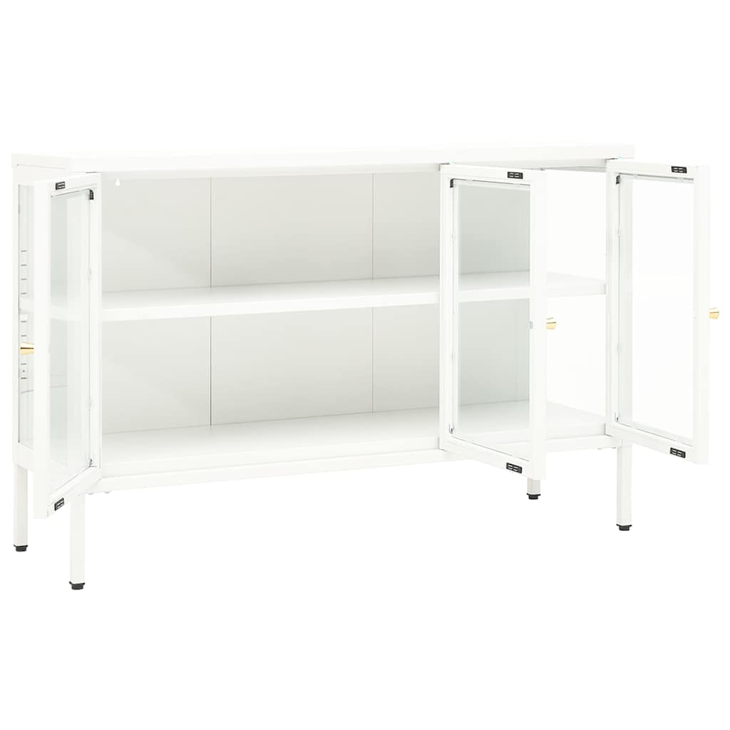 Sideboard Weiß 105x35x70 cm Stahl und Glas