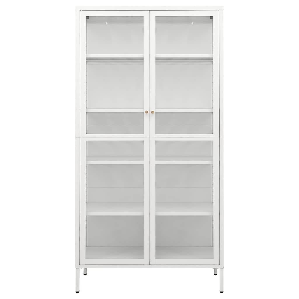 Vitrine Weiß 90x40x180 cm Stahl und Gehärtetes Glas