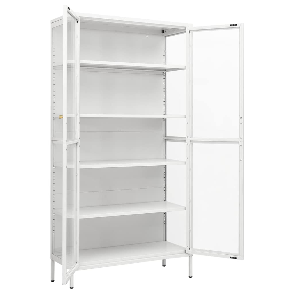 Vitrine Weiß 90x40x180 cm Stahl und Gehärtetes Glas