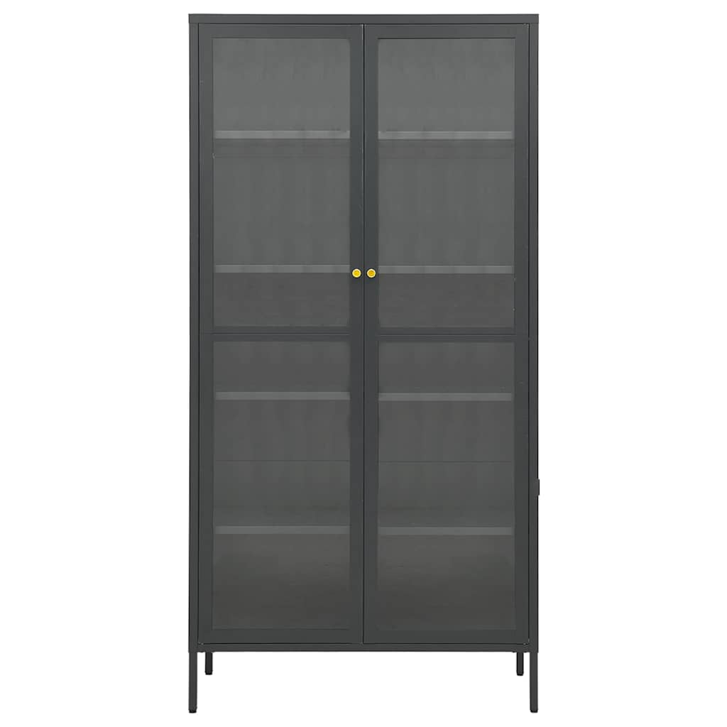 Vitrine Anthrazit 90x40x180 cm Stahl und Gehärtetes Glas