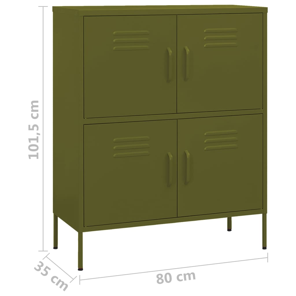 Storage cabinet olive green 80x35x101.5 cm steel