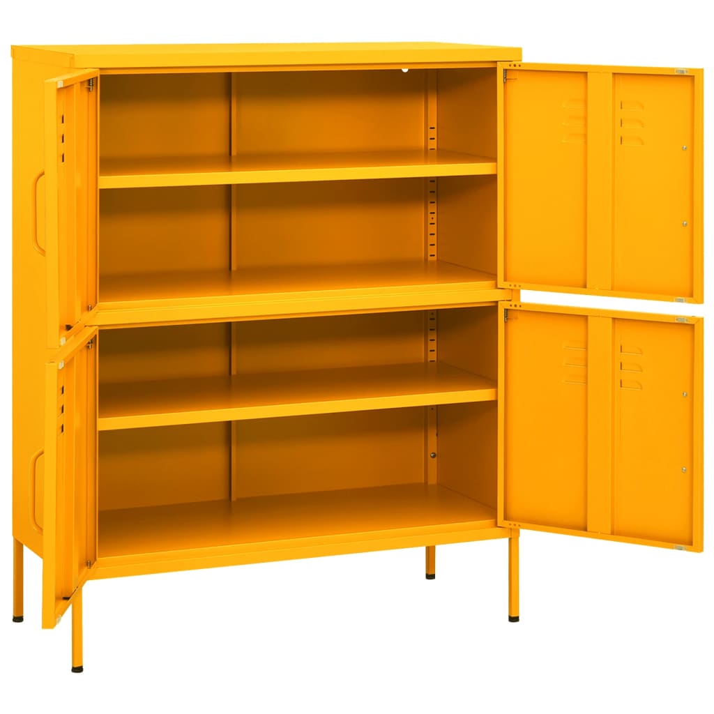 Meuble de rangement jaune moutarde 80x35x101,5 cm acier