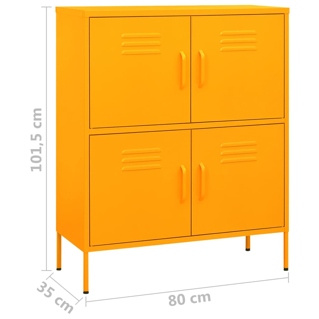 Meuble de rangement jaune moutarde 80x35x101,5 cm acier