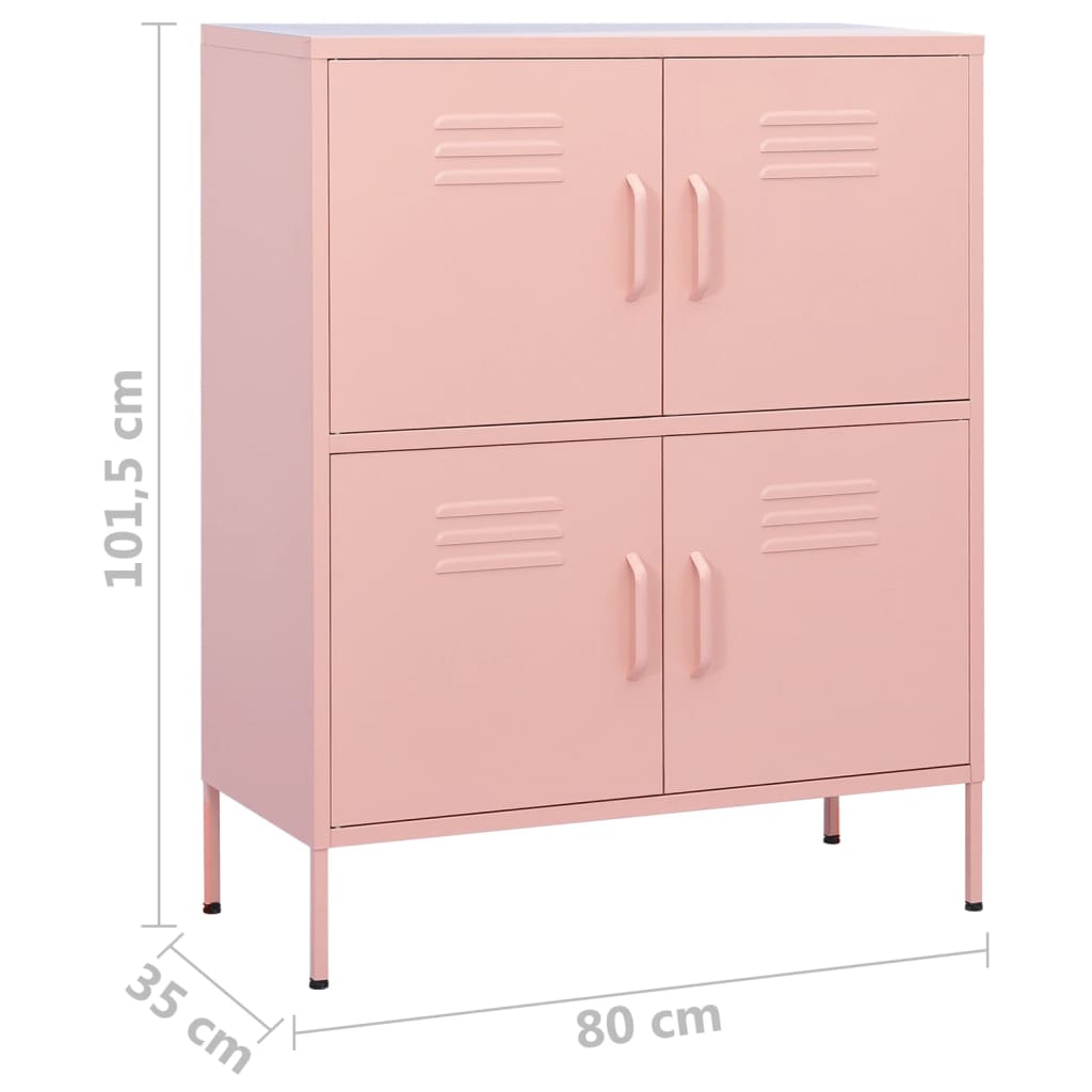 Armoire de rangement rose 80x35x101,5 cm en acier
