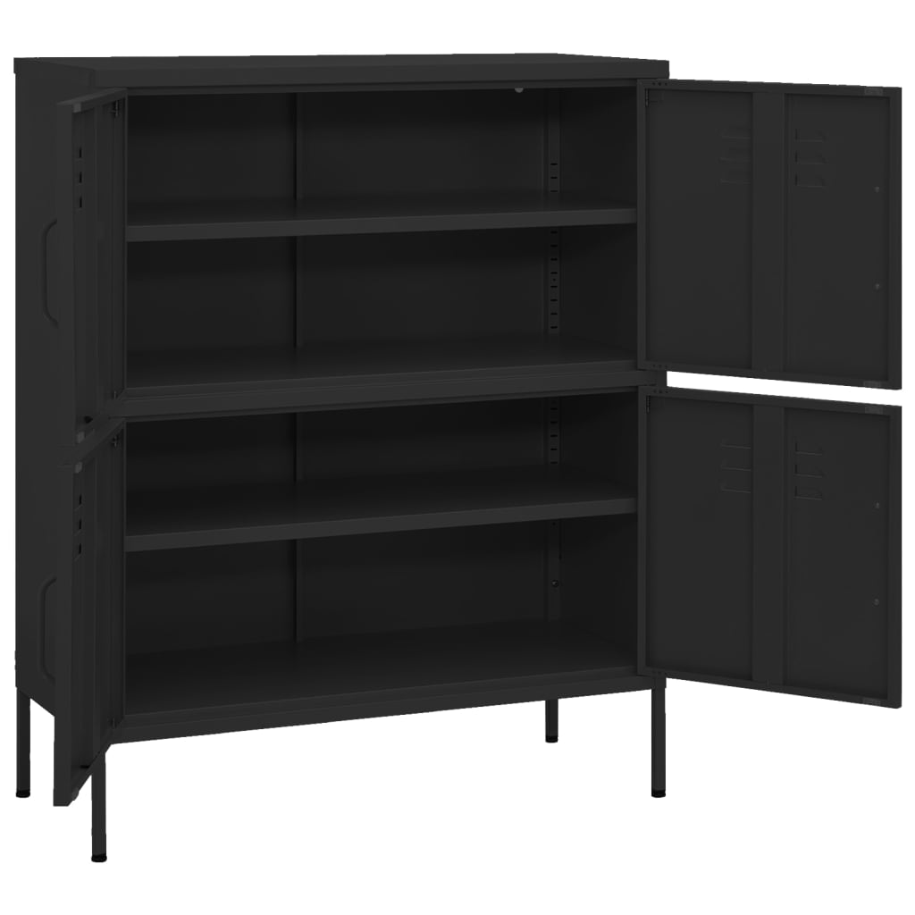 Armoire de rangement noire 80x35x101,5 cm en acier