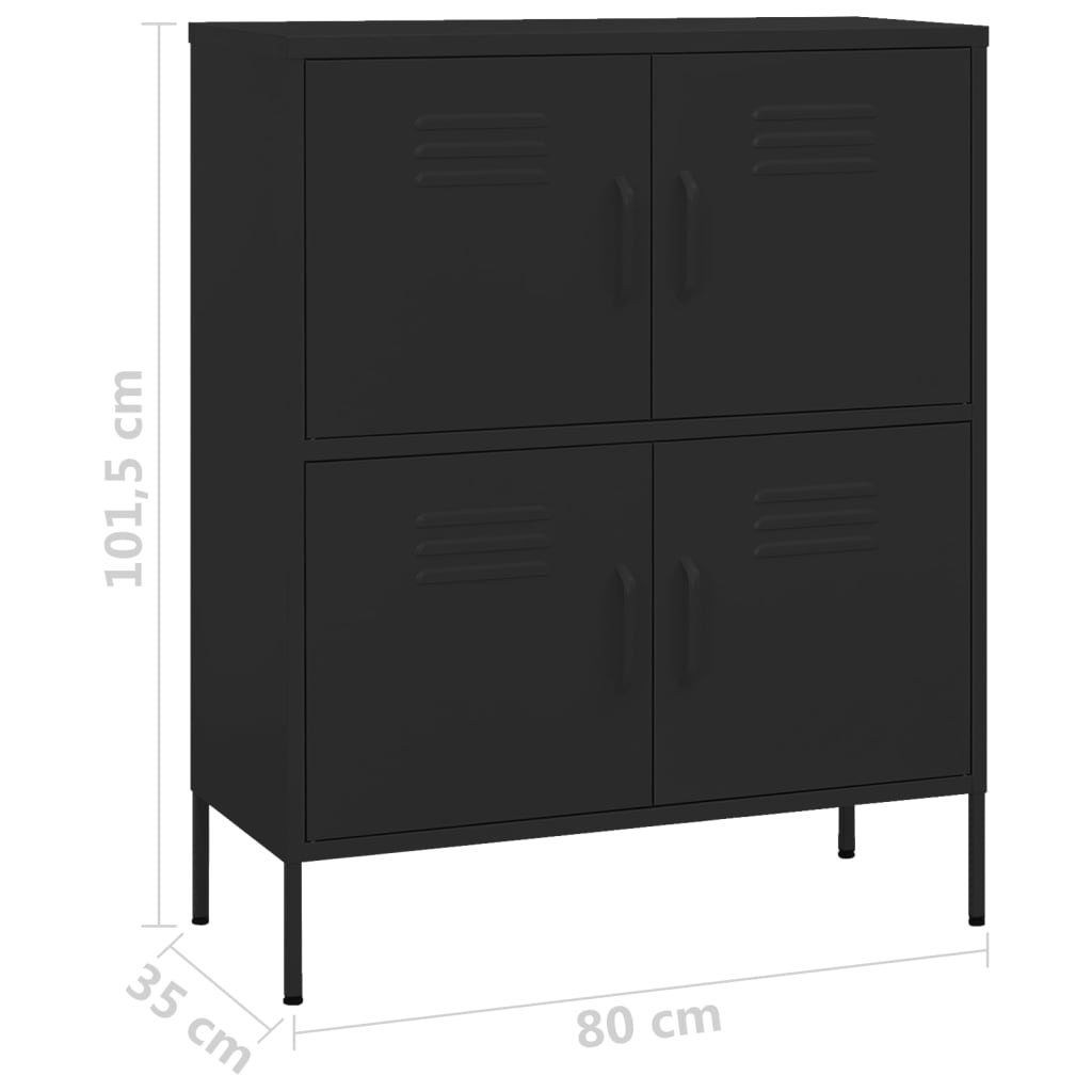 Armoire de rangement noire 80x35x101,5 cm en acier
