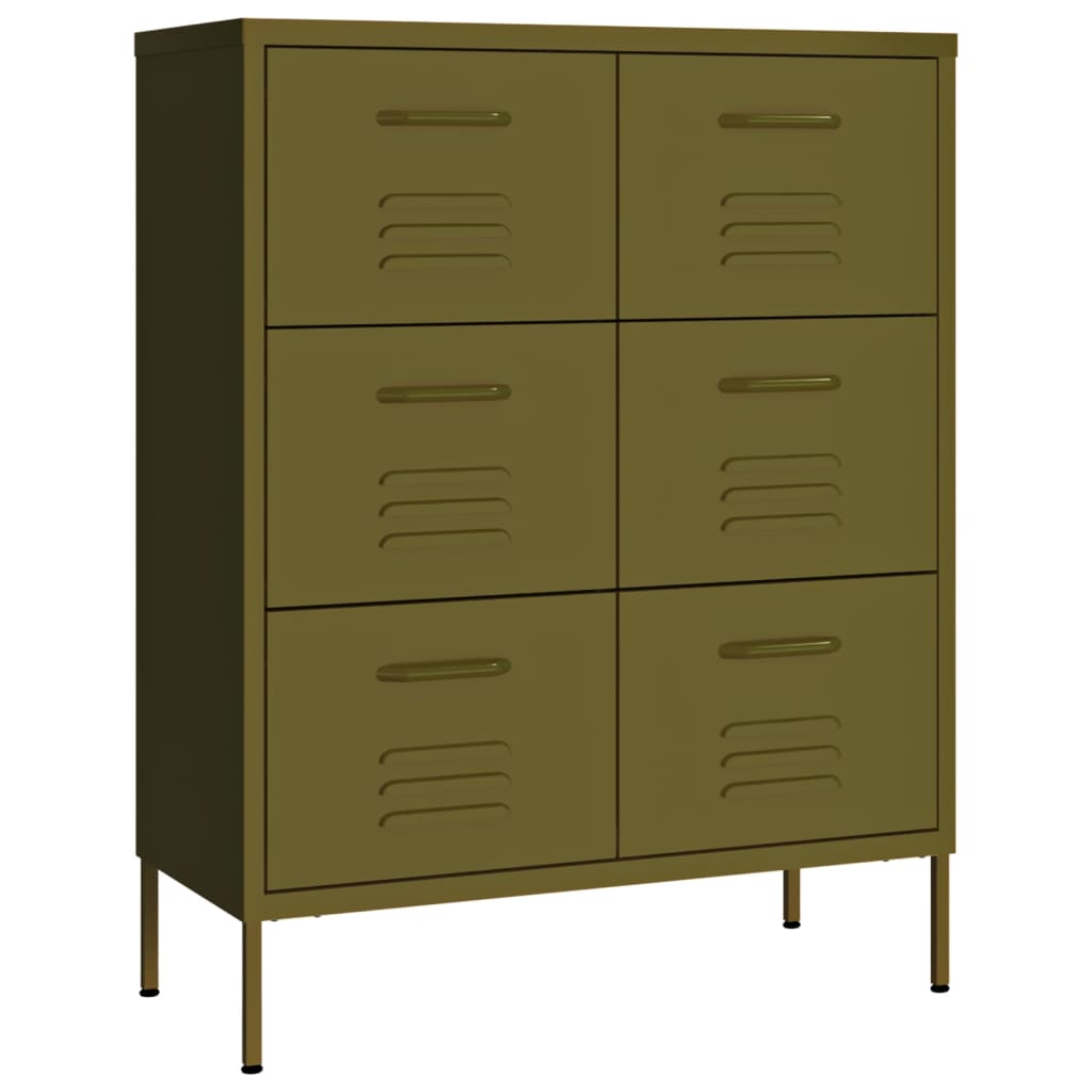 Drawer cabinet olive green 80x35x101.5 cm steel