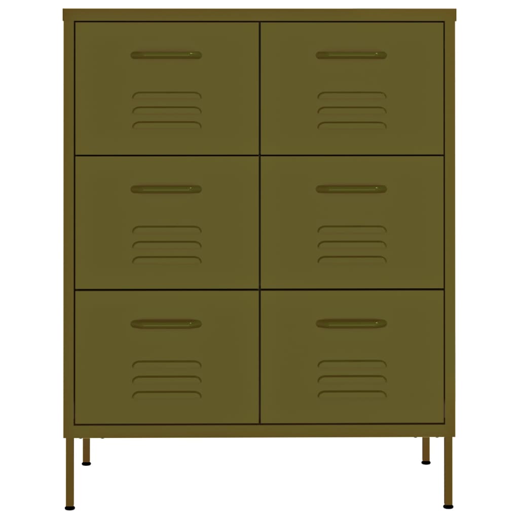 Drawer cabinet olive green 80x35x101.5 cm steel