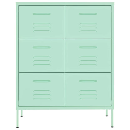 Schubladenschrank Minzgrün 80x35x101,5 cm Stahl