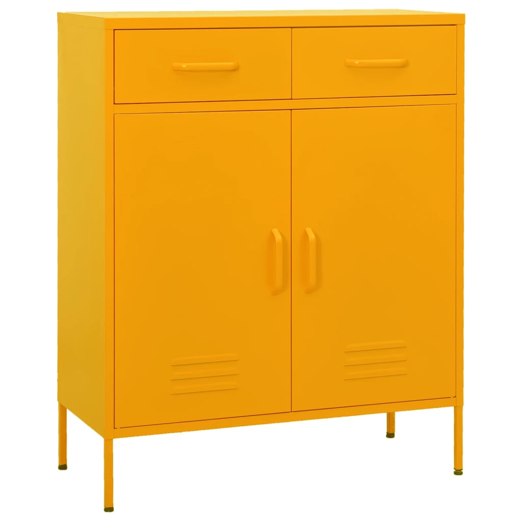 Meuble de rangement jaune moutarde 80x35x101,5 cm acier