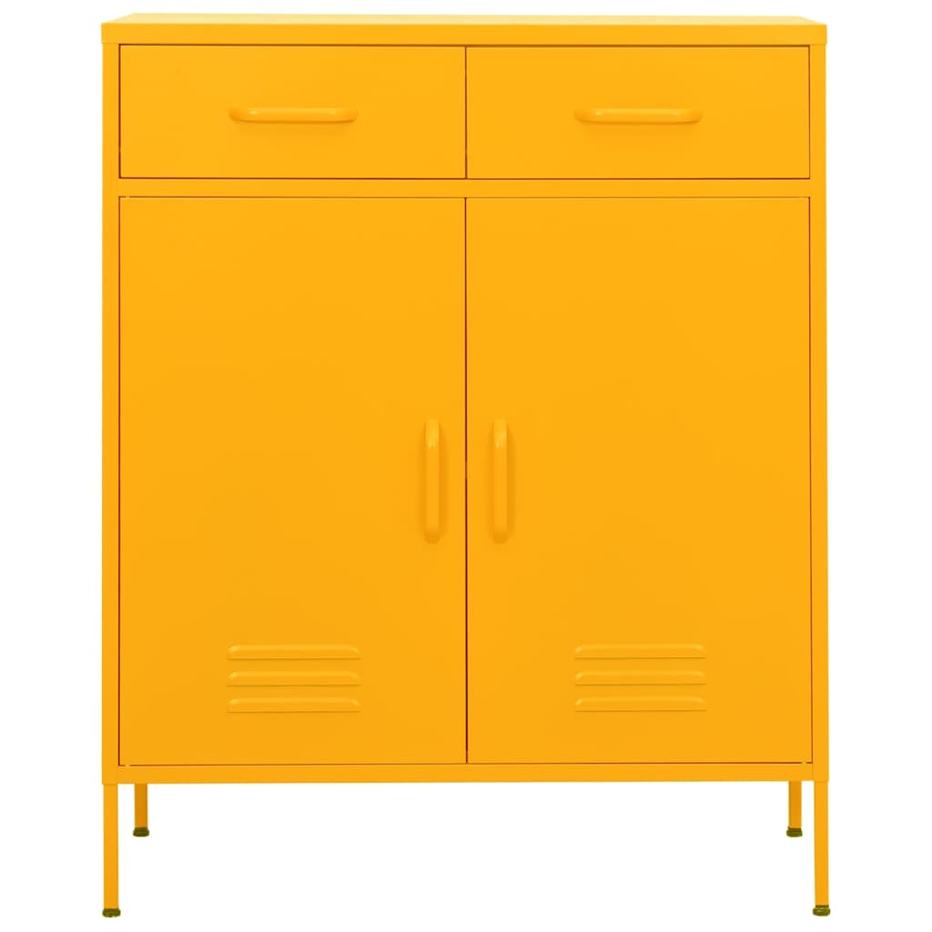 Meuble de rangement jaune moutarde 80x35x101,5 cm acier