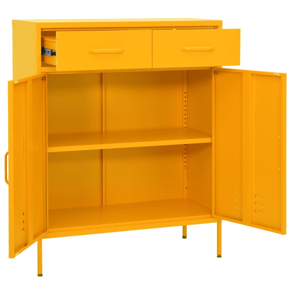 Meuble de rangement jaune moutarde 80x35x101,5 cm acier