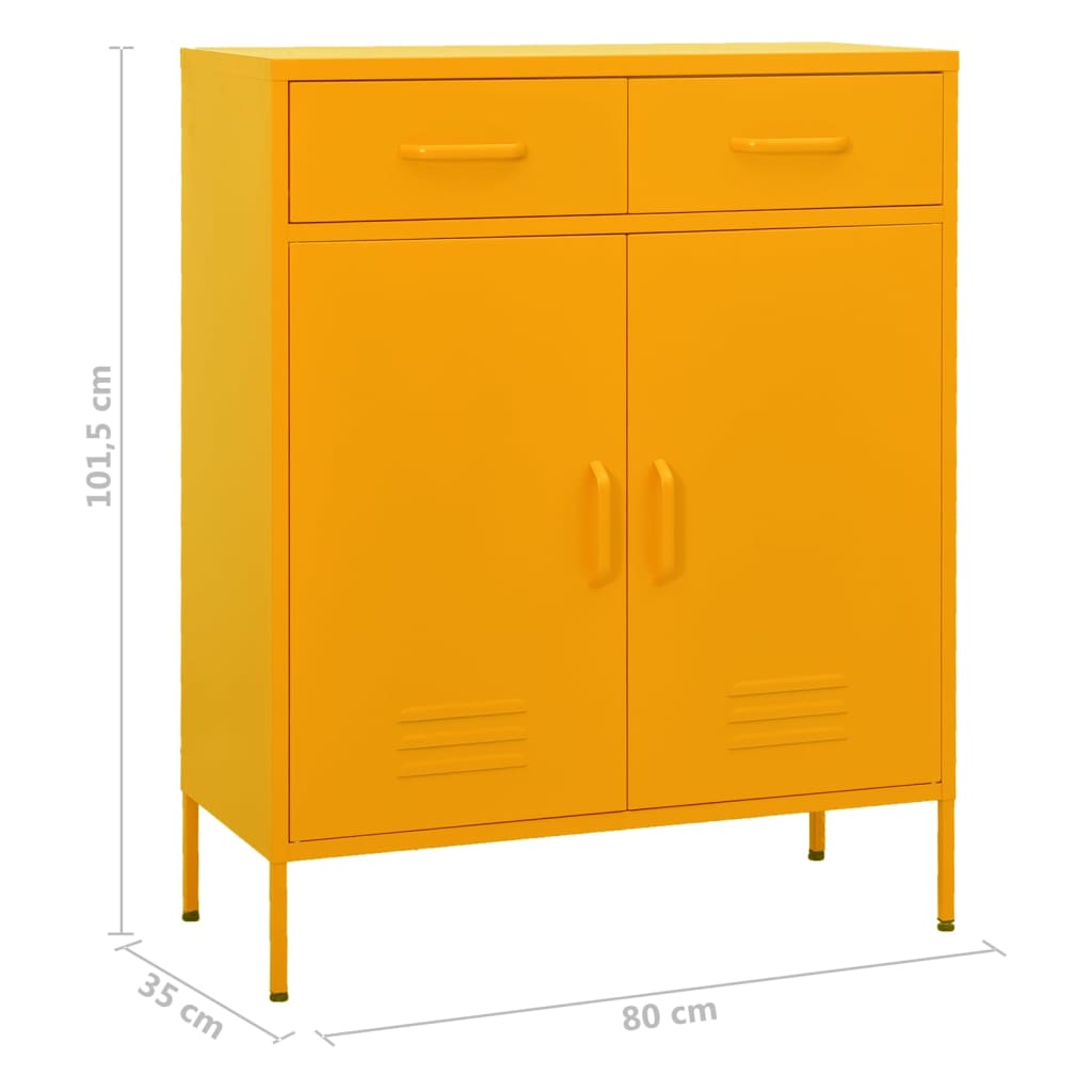 Meuble de rangement jaune moutarde 80x35x101,5 cm acier