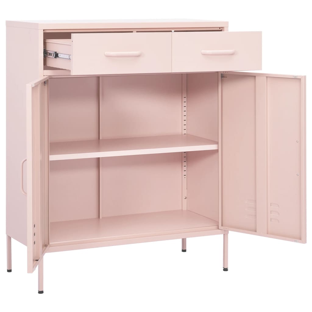 Armoire de rangement rose 80x35x101,5 cm en acier