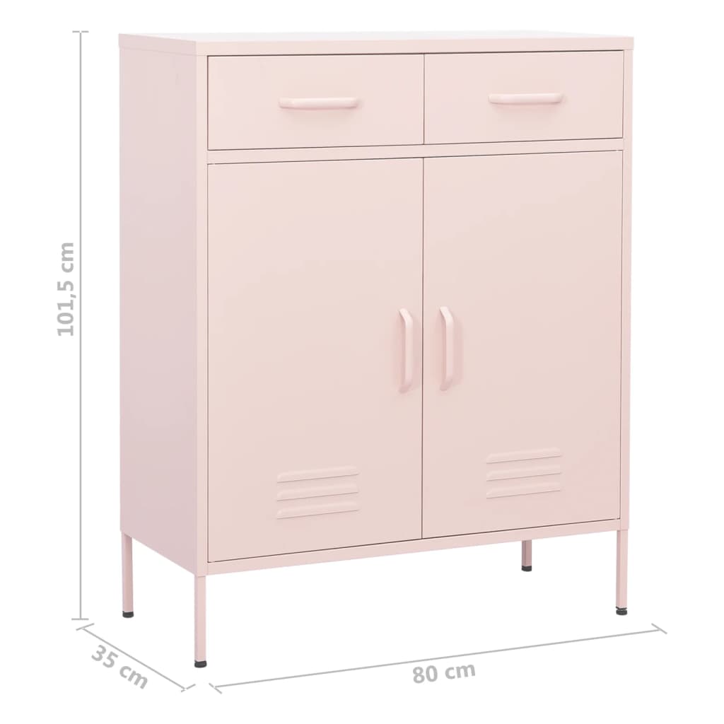 Armoire de rangement rose 80x35x101,5 cm en acier