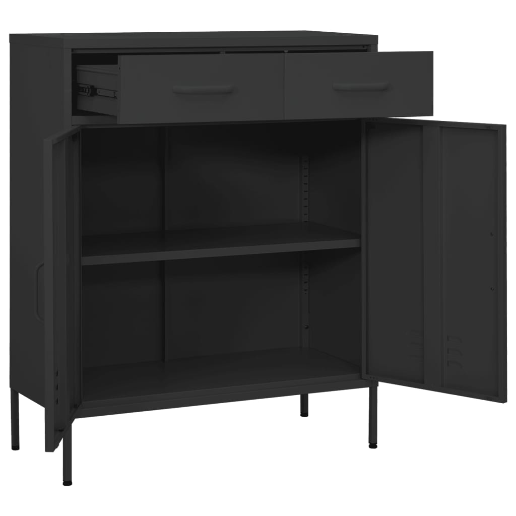 Armoire de rangement anthracite 80x35x101,5 cm en acier