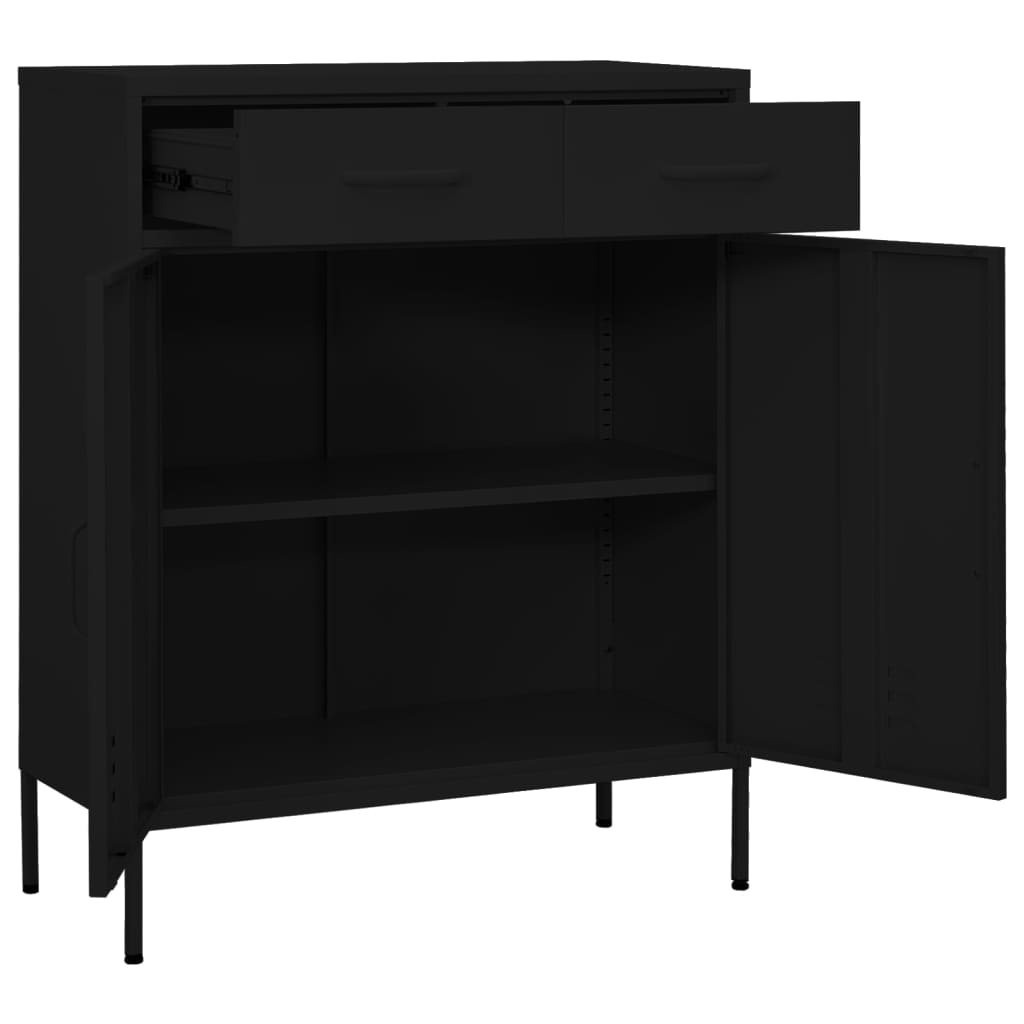 Armoire de rangement noire 80x35x101,5 cm en acier