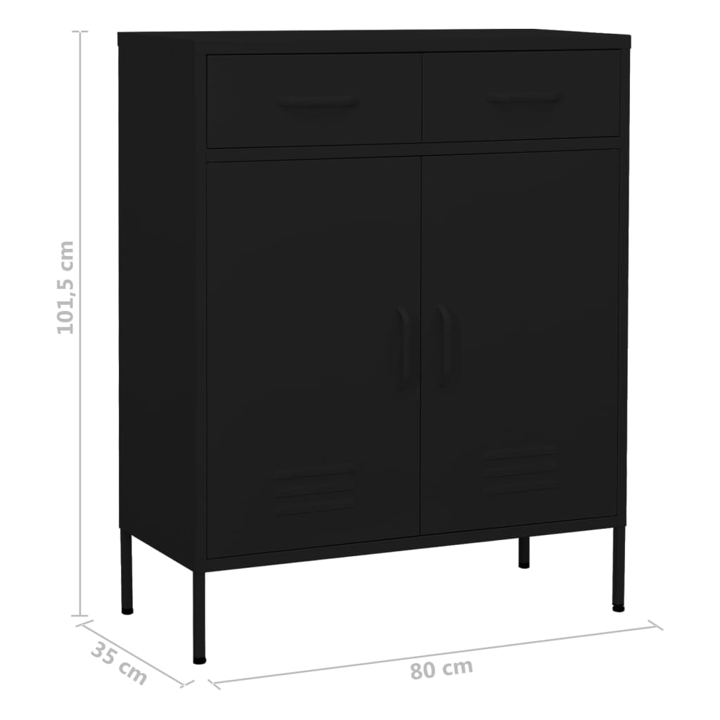 Armoire de rangement noire 80x35x101,5 cm en acier