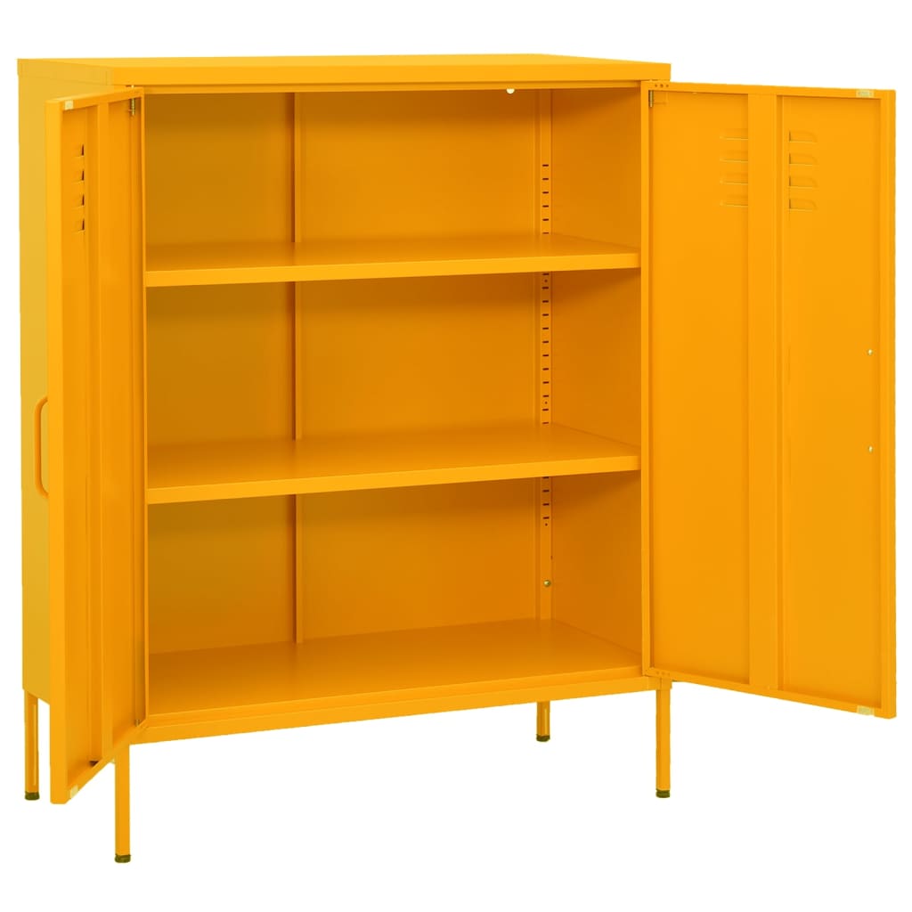 Meuble de rangement jaune moutarde 80x35x101,5 cm acier