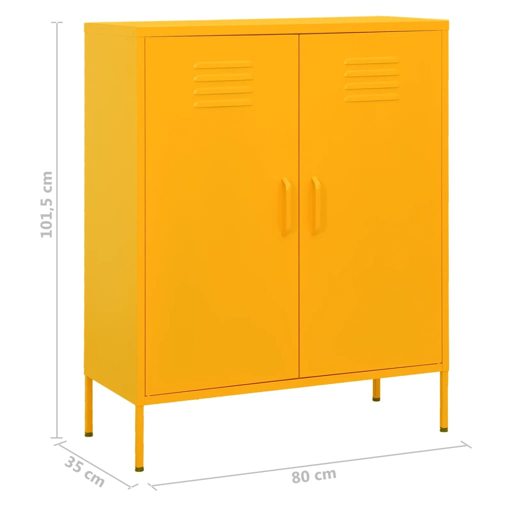 Meuble de rangement jaune moutarde 80x35x101,5 cm acier