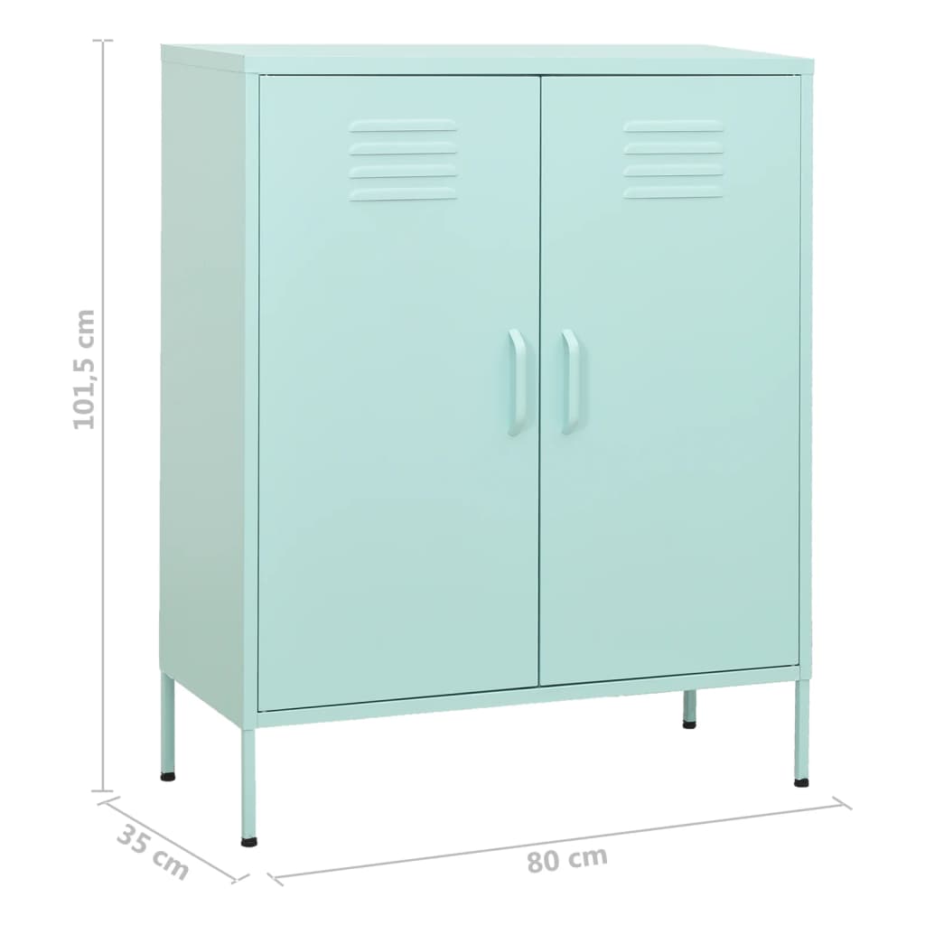 Armoire de rangement vert menthe 80x35x101,5 cm en acier