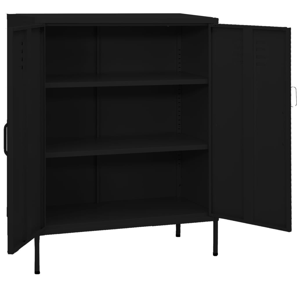 Armoire de rangement noire 80x35x101,5 cm en acier