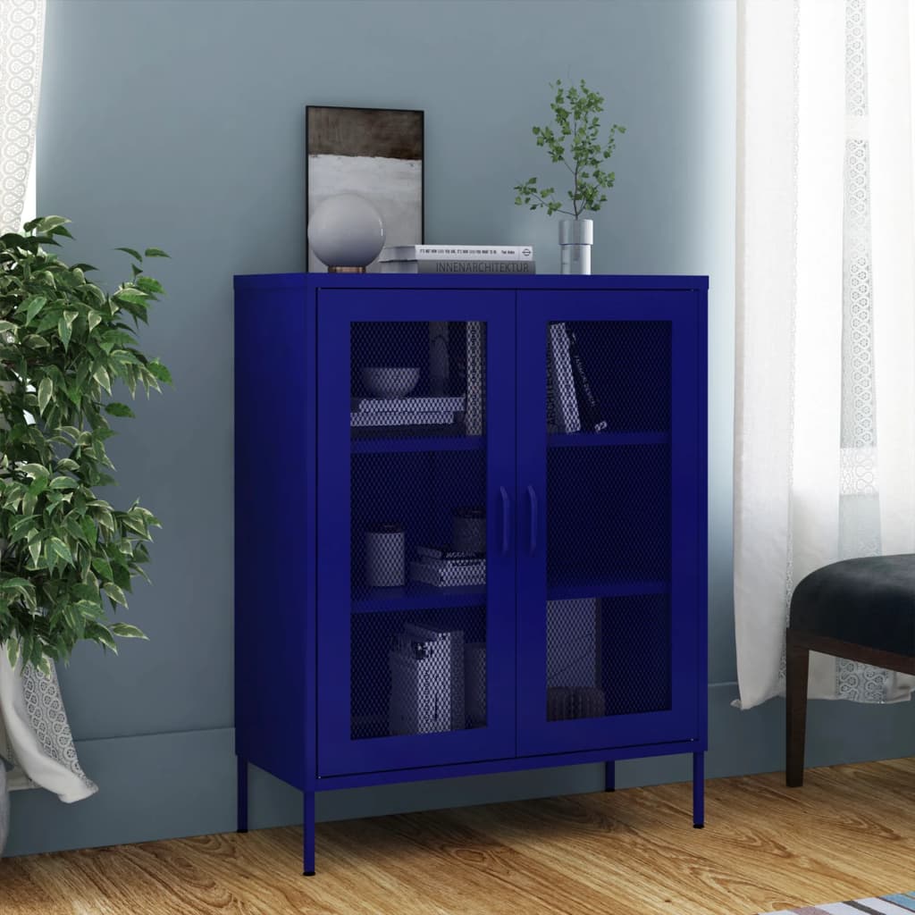 Armoire de rangement bleu marine 80x35x101,5 cm en acier