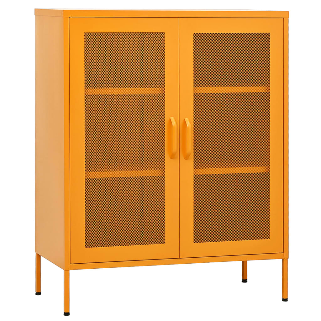Meuble de rangement jaune moutarde 80x35x101,5 cm acier