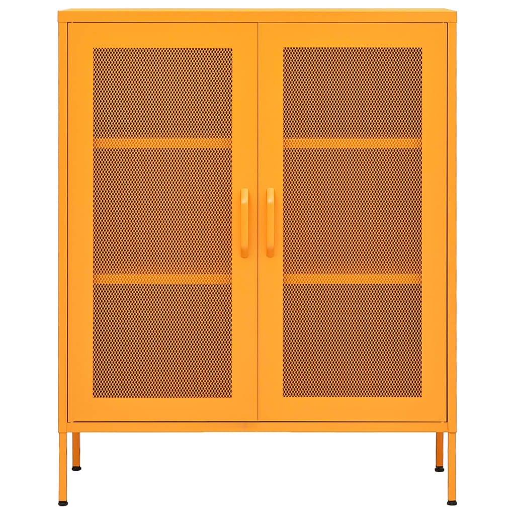 Meuble de rangement jaune moutarde 80x35x101,5 cm acier