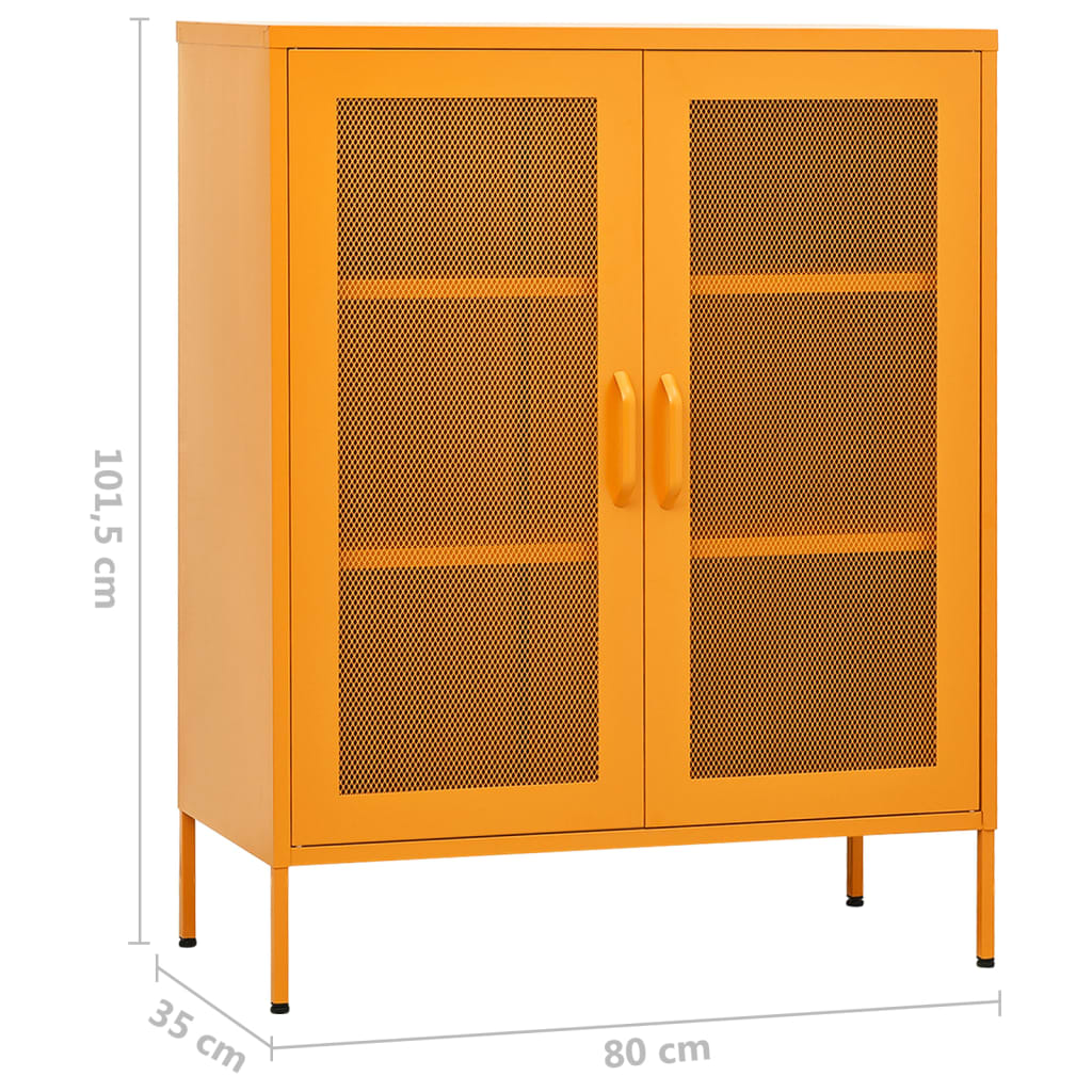 Meuble de rangement jaune moutarde 80x35x101,5 cm acier