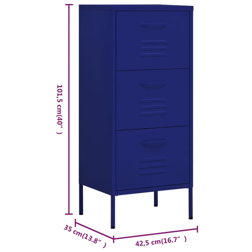 Armoire de rangement bleu marine 42,5x35x101,5 cm acier