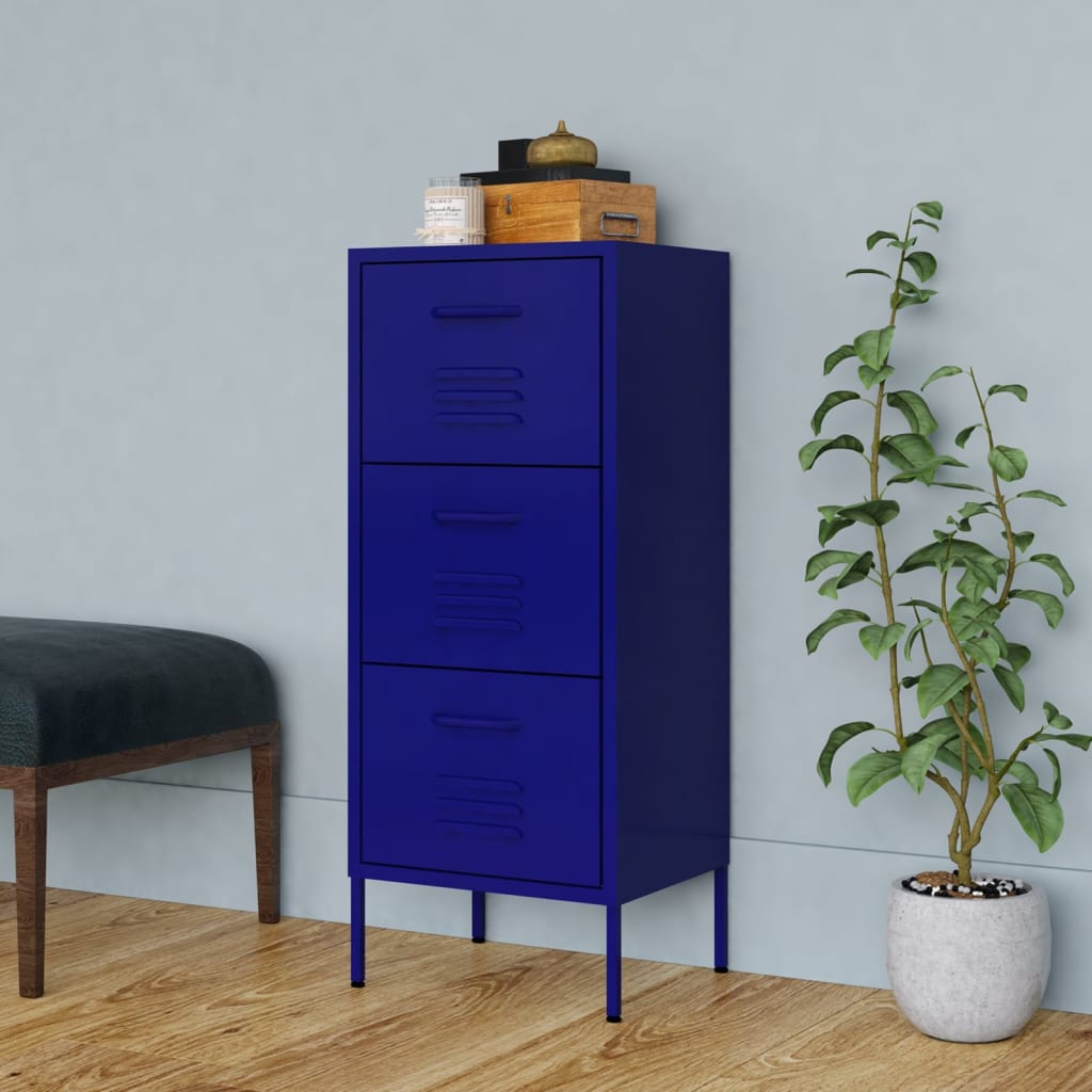 Armoire de rangement bleu marine 42,5x35x101,5 cm acier