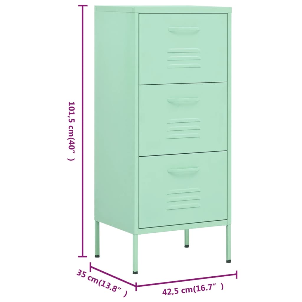 Armoire de rangement vert menthe 42,5x35x101,5 cm acier