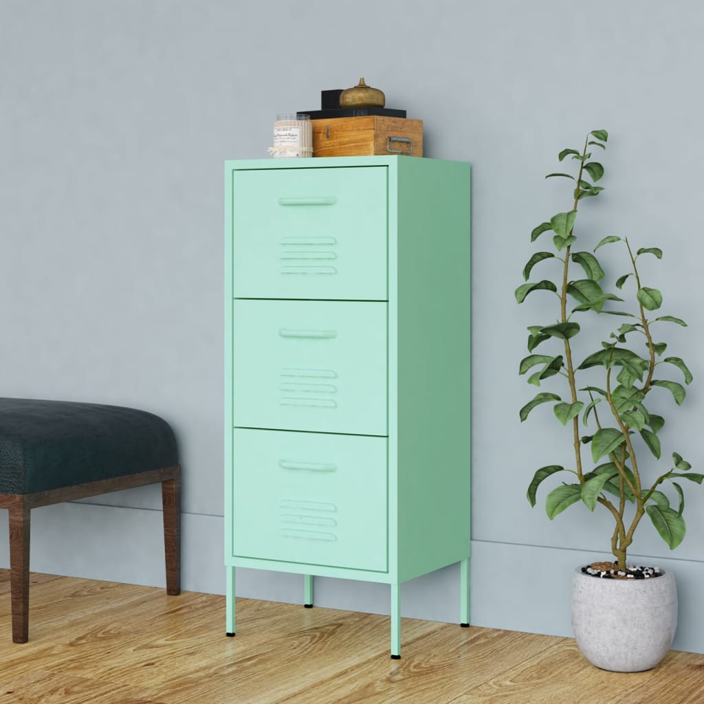 Armoire de rangement vert menthe 42,5x35x101,5 cm acier