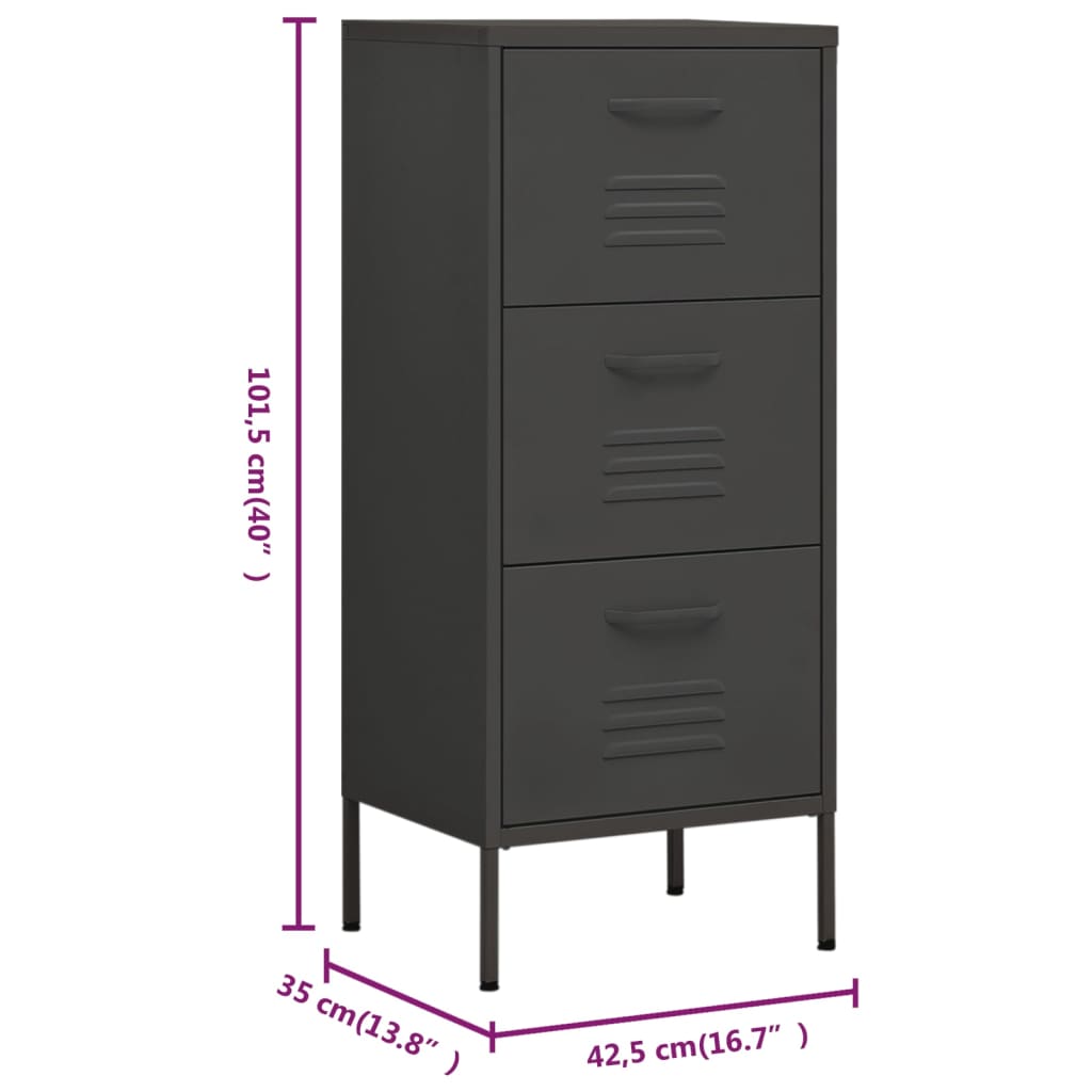 Armoire de rangement anthracite 42,5x35x101,5 cm acier