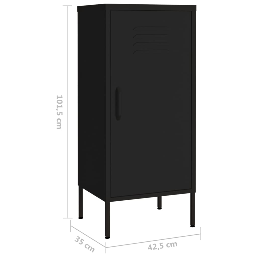 Armoire de rangement noire 42,5x35x101,5 cm en acier