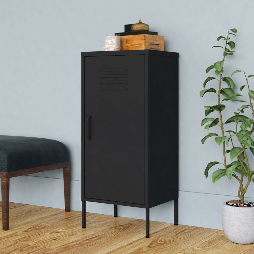 Armoire de rangement noire 42,5x35x101,5 cm en acier