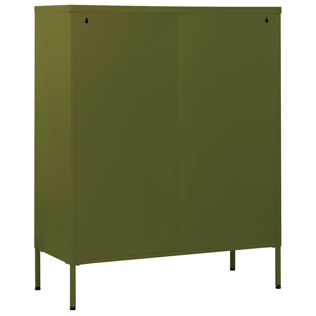 Kommode Olivgrün 80x35x101,5 cm Stahl