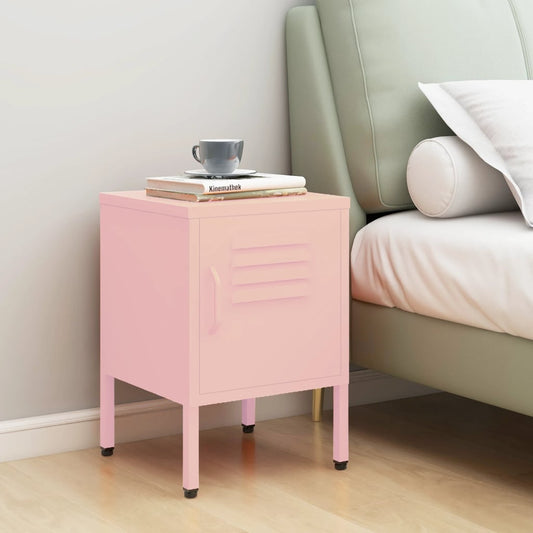 Bedside table pink 35x35x51 cm steel