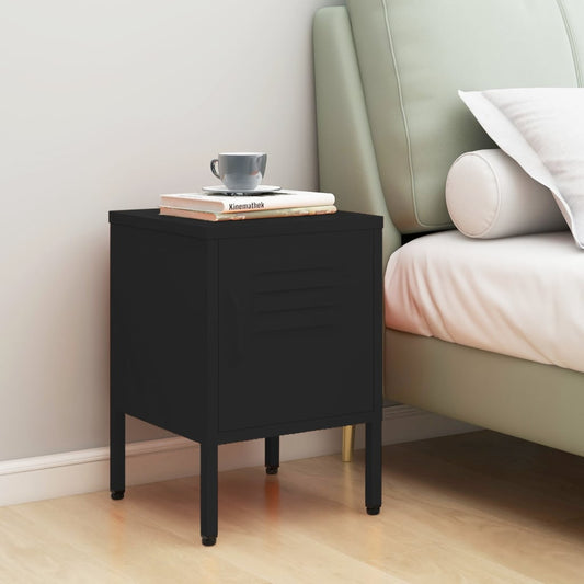 Bedside table black 35x35x51 cm steel