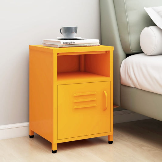 Bedside table mustard yellow 35x35x51 cm steel