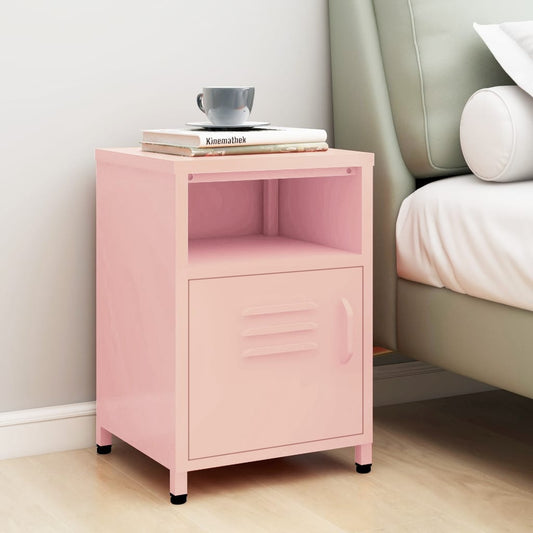 Bedside table pink 35x35x51 cm steel
