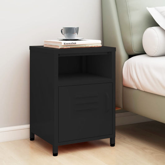 Bedside table black 35x35x51 cm steel