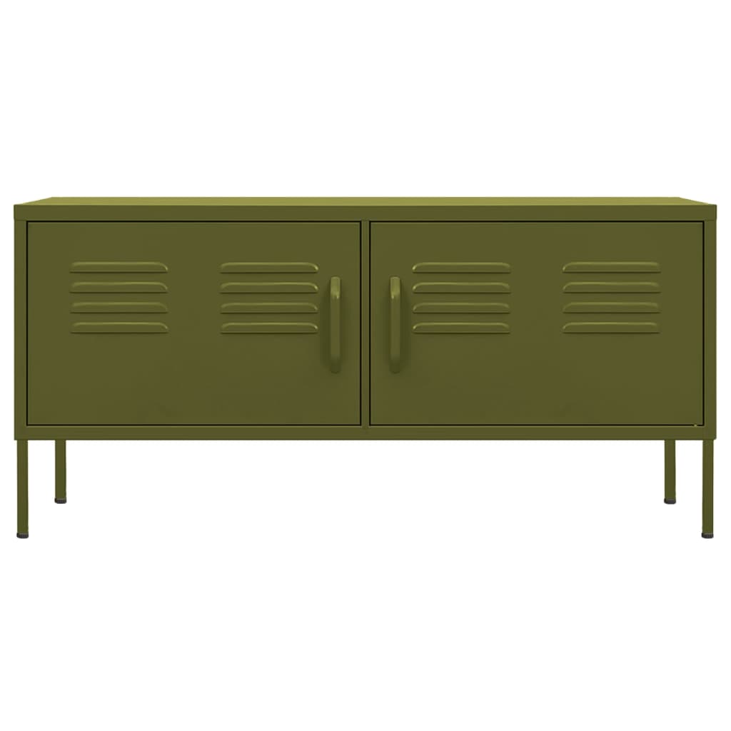 Meuble TV vert olive 105x35x50 cm acier