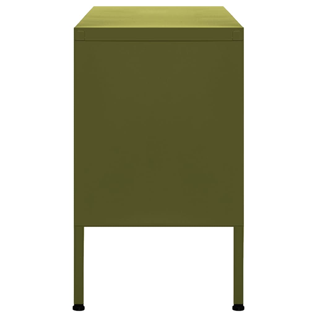 Meuble TV vert olive 105x35x50 cm acier
