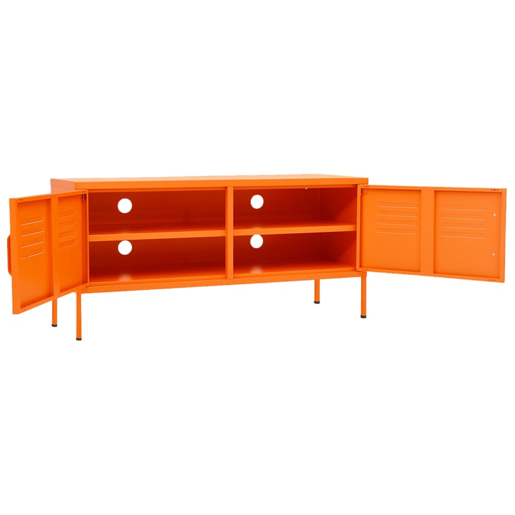 Meuble TV orange 105x35x50 cm acier